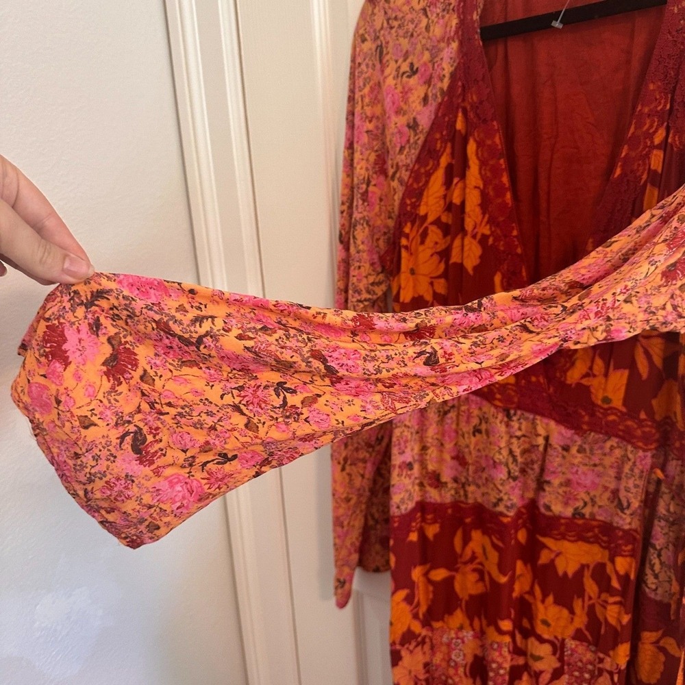 Free People Red and Pink Floral Maxi Dress - Picture 8 of 10